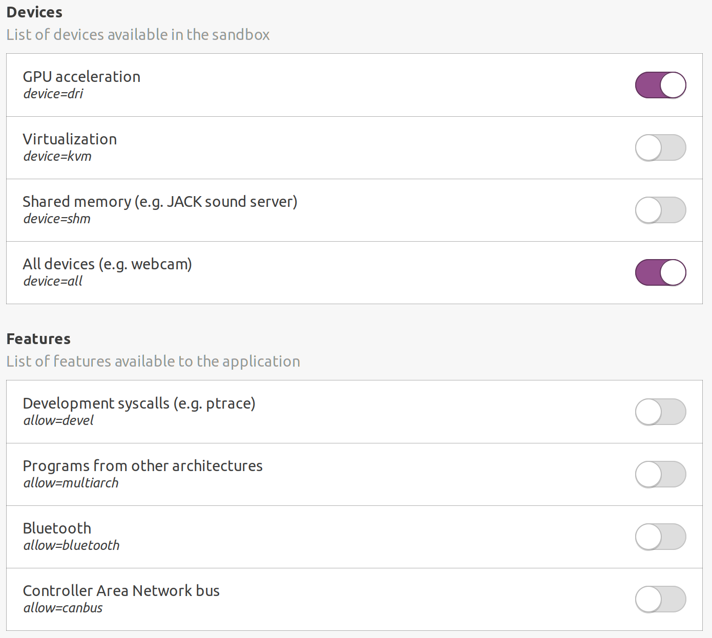 Zoom-client-Flatseal-config-Devices.png Zoom config in Flatseal part 2